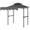 8' x 7.6' Grill Gazebo, Double Tiered Barbecue Grill Gazebo Shelter w/ Side Awning, 2 Side Shelves, 6 Hooks, Dark Grey