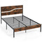 Twin/Full/Queen/King Metal Bed Frame with Wooden Headboard and Footboard-Full Size