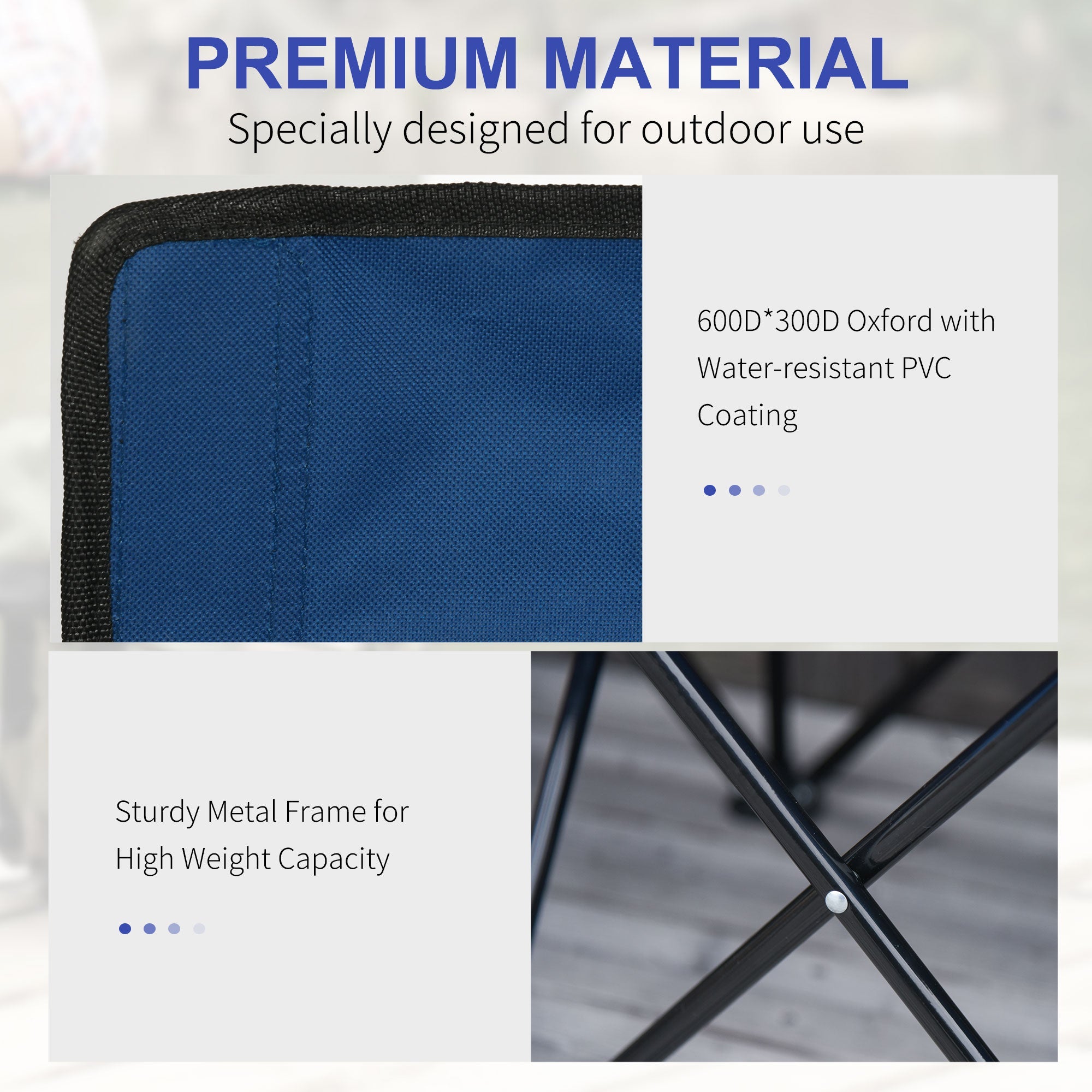 Outsunny 6 Seat Blue Sports Bench Portable Team Bench with Cup Holder and Carry Bag for Camping 