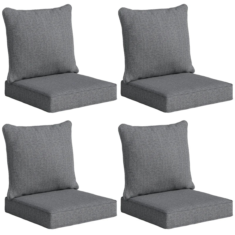 Outdoor Chair Cushions Set of 4, Fade Resistant Patio Chair Cushions for Outdoor Furniture, 24" x 24", Grey
