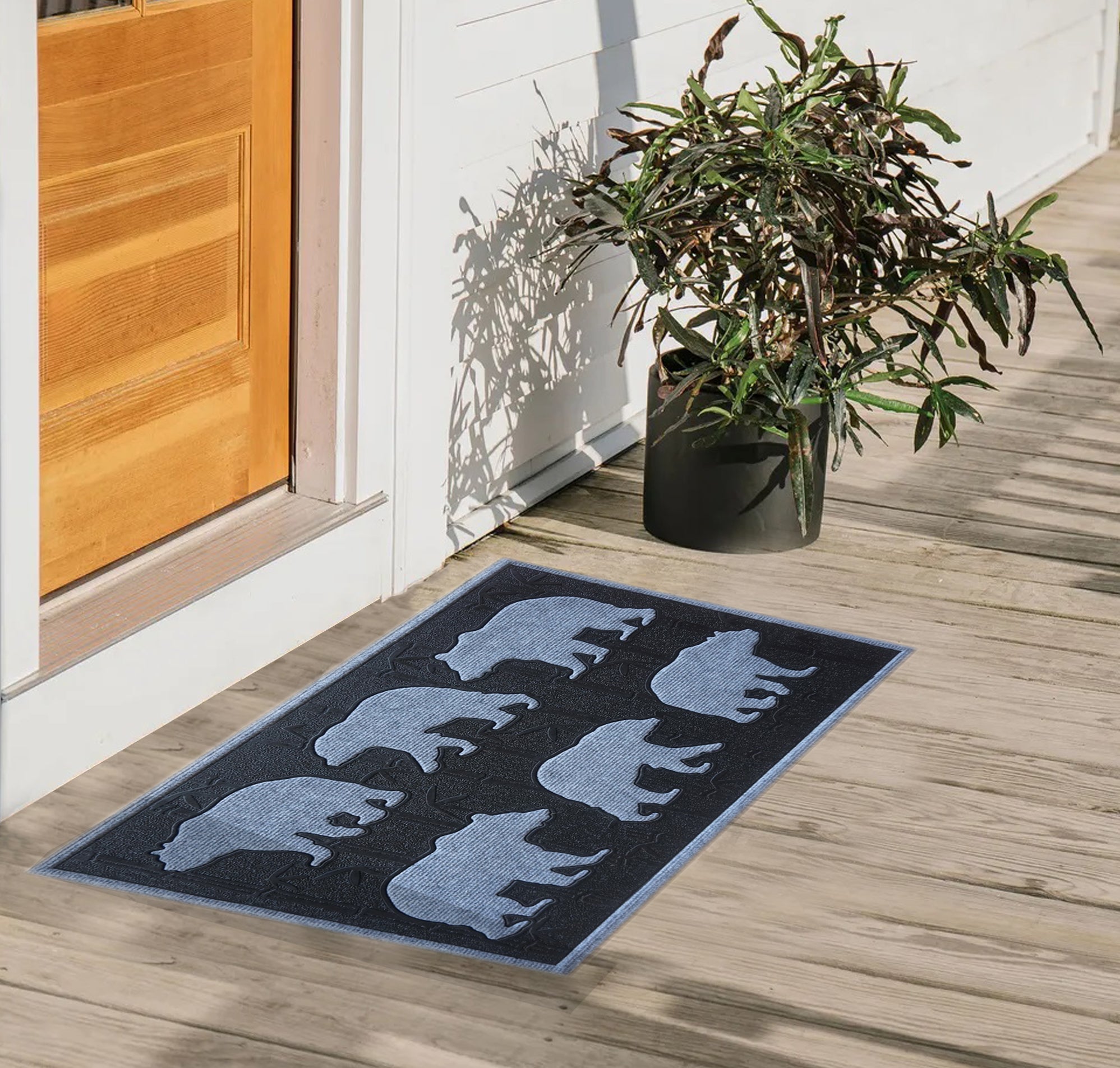 Bears In The Woods Doormat, Moulded Polypropylene 