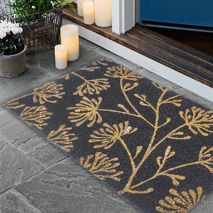 Floral Doormat, 18x30in, Glitter Design 