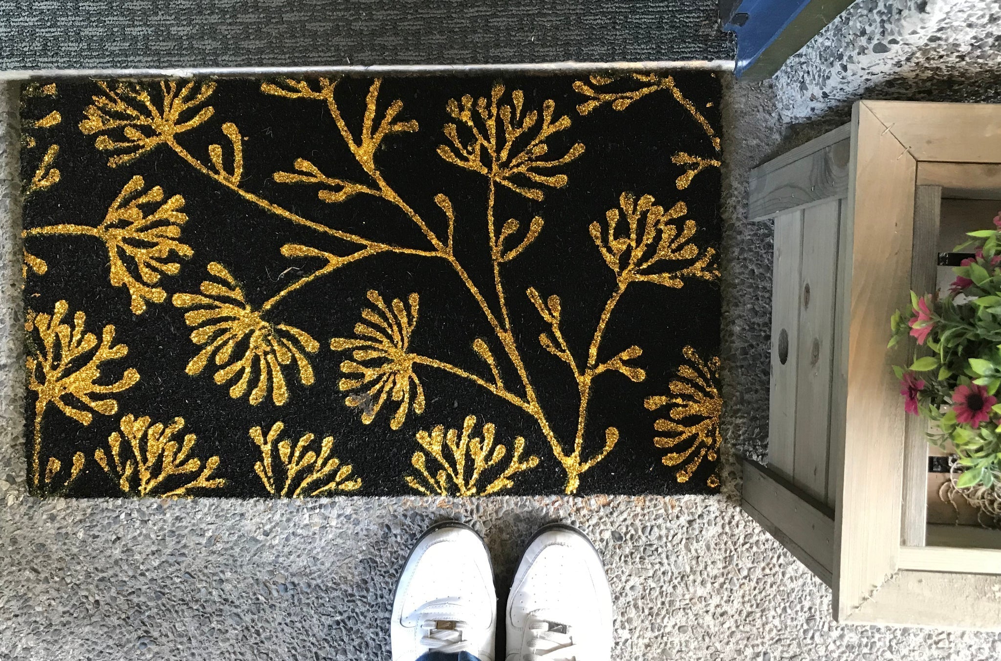 Floral Doormat, 18x30in, Glitter Design 