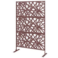 Metal Outdoor Privacy Screen, Freestanding Outdoor Divider with Stand, 78" x 48", Dark Brown