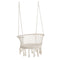 Outsunny Cotton Rope Hanging Hammock Chair Swing with Cushion Metal Frame for Patio Garden Cream White