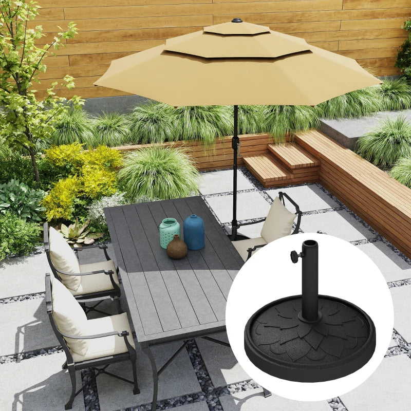 Round Patio Umbrella Base, 26 lbs Resin Umbrella Stand Base, Heavy Duty Patio Umbrella Holder, Black