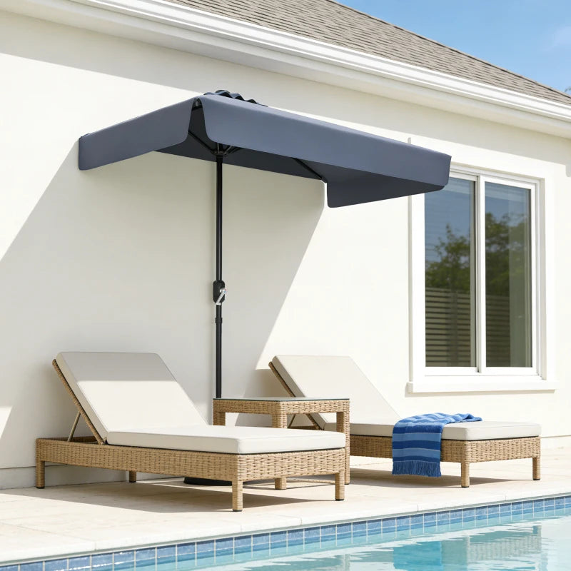 7.5ft Half Umbrella Semi Patio Parasol with Crank Handle, Top Vent for Garden, Balcony- NO BASE INCLUDED, Dark Blue