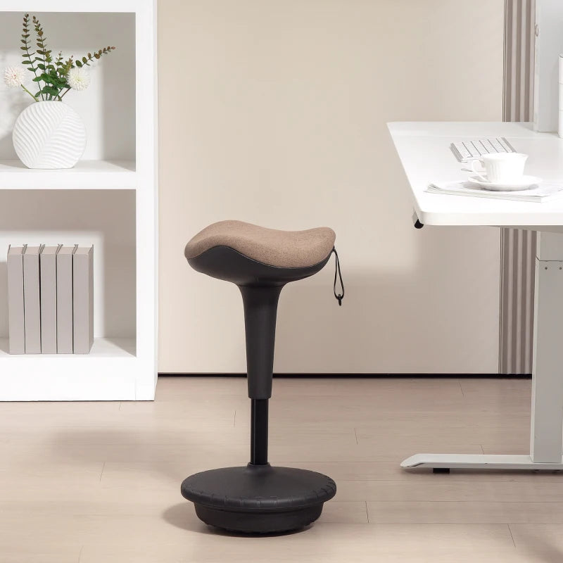 Swivel Standing Desk Chair, Adjustable Active Ergonomic Standing Stool, Backless Wobble Stool Chair, Brown