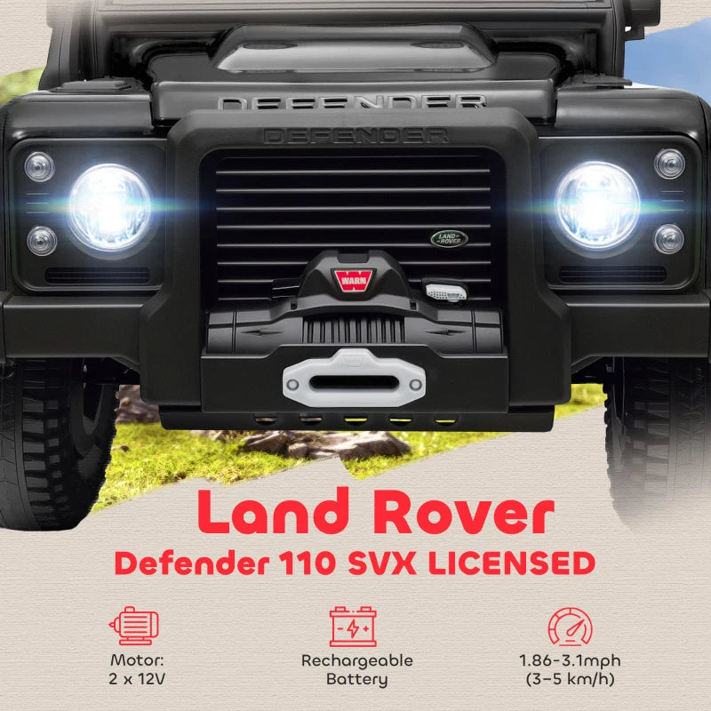 Qaba Land Rover Licensed Kids Ride on Truck with Remote Control, Spring Suspension, LED Lights, 3 Speed for Ages 3-5, Black