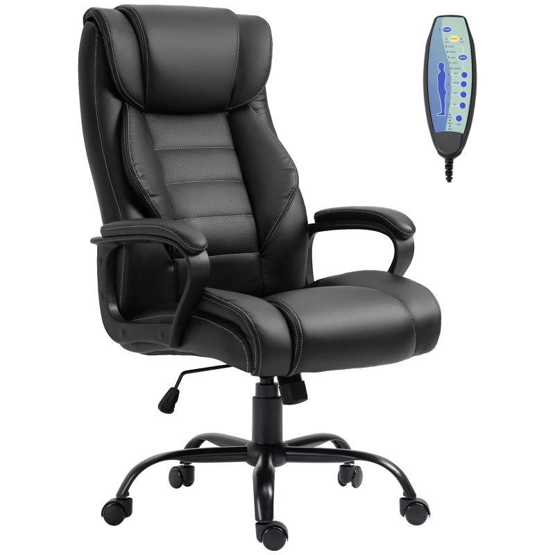 Massage Office Chair, High Back Executive Office Chair with 6-Point Vibration, Timer, Adjustable Height, Swivel Seat and Rocking Function, Black