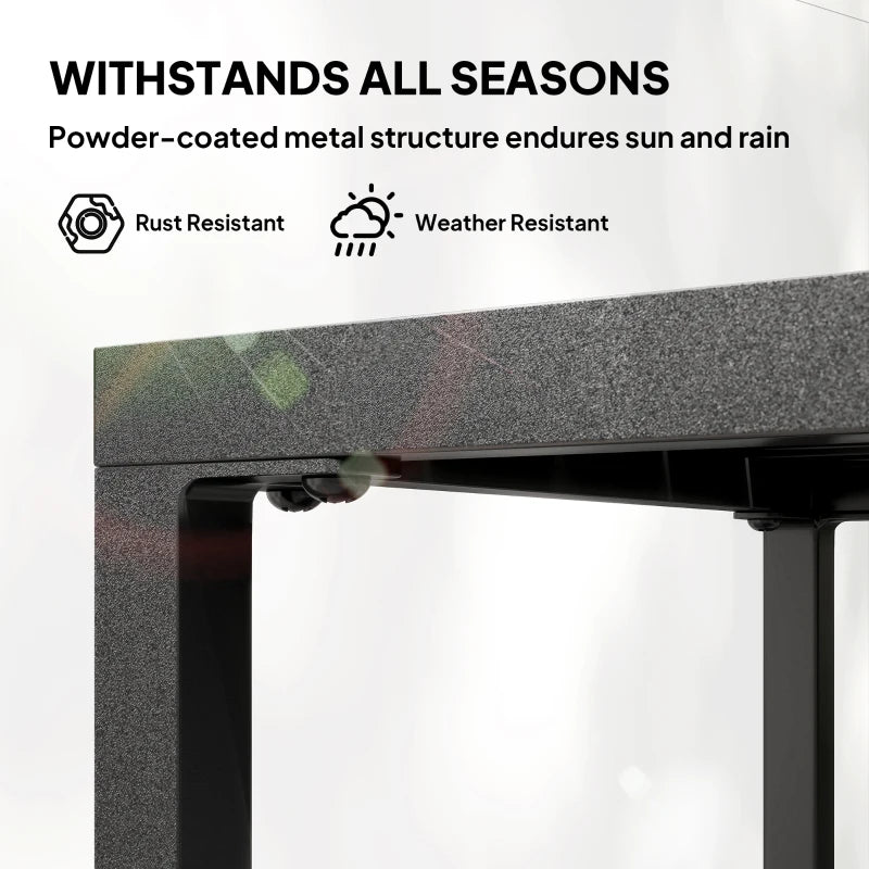 Outdoor Coffee Table 2-Tier Patio Coffee Table with Storage Shelf, Adjustable Feet for Garden Balcony Poolside Black