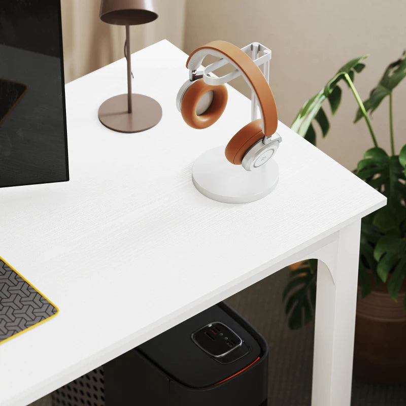 71" Computer Desk, Desktop Desk with Metal Legs, White