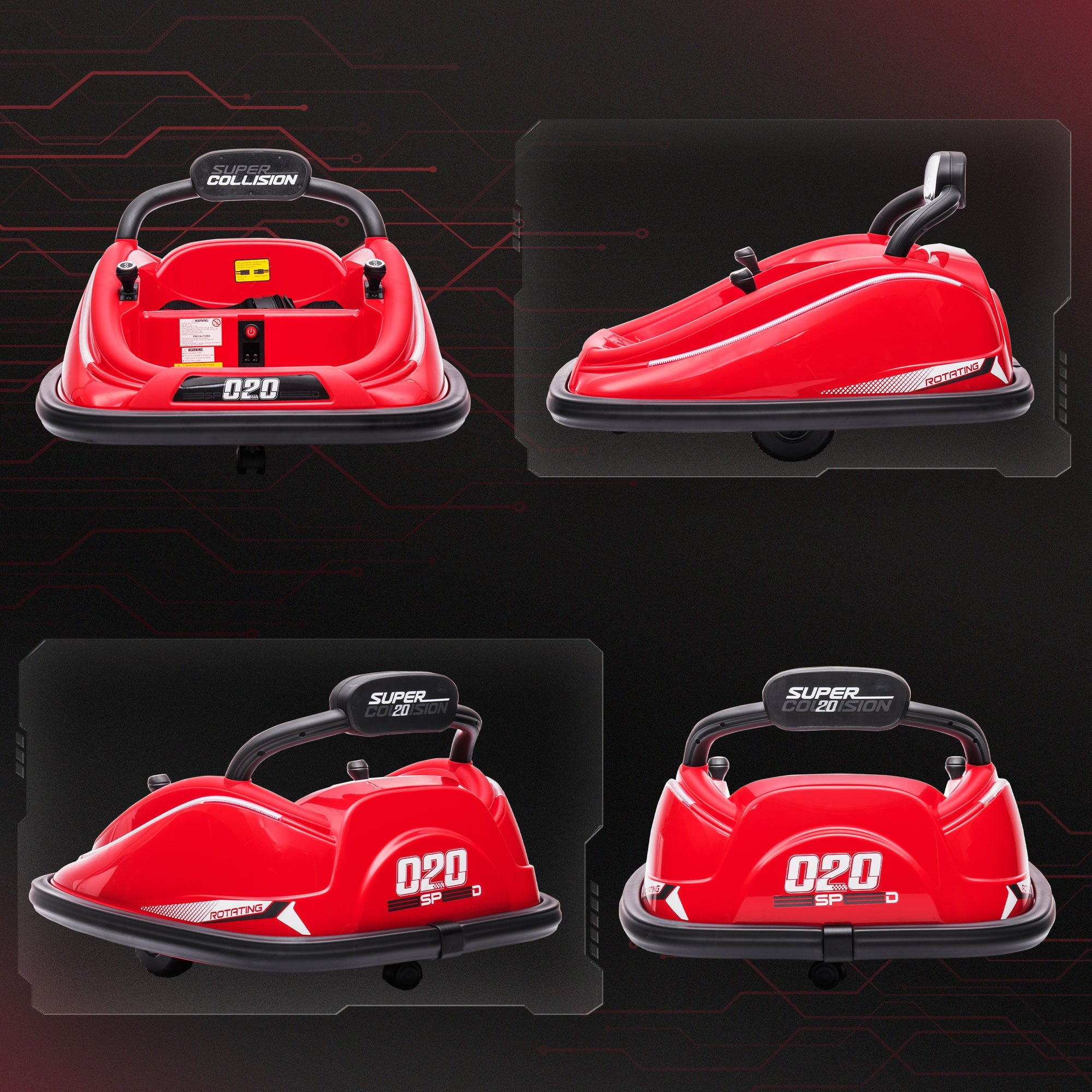 Aosom 12V Kids Bumper Car: 360° Rotation, Twin Motor, Remote Control, Red 
