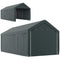 Outsunny Carport, 10 x 20 ft Portable Garage with 2 Roll-Up Doors and Removable Sidewalls for Car, Truck, Boat, Dark Grey