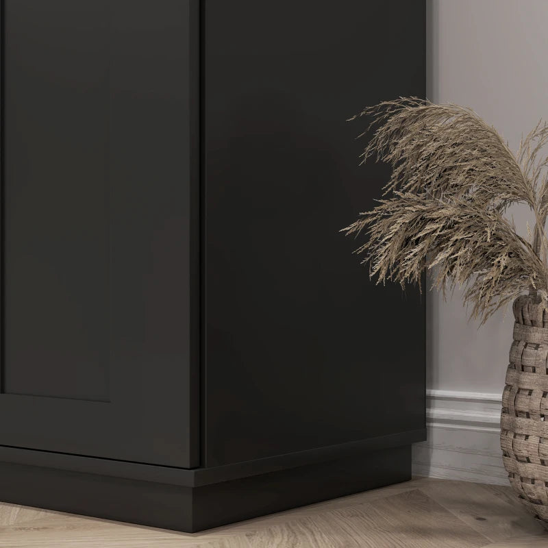 72" Storage Cabinet, Freestanding Kitchen Pantry Cabinet with 4 Doors, Drawer and 3 Adjustable Shelves, Black