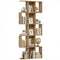 5-Tier Bookshelf, S Shaped Geometric Bookcase with 15 Compartments, Oak