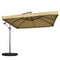 Offset Patio Umbrella with Net and Umbrella Base, Adjustable Cantilever Canopy with Cross Base, Weight Plates and 8 Ribs for Backyard, Poolside, Garden, Beige