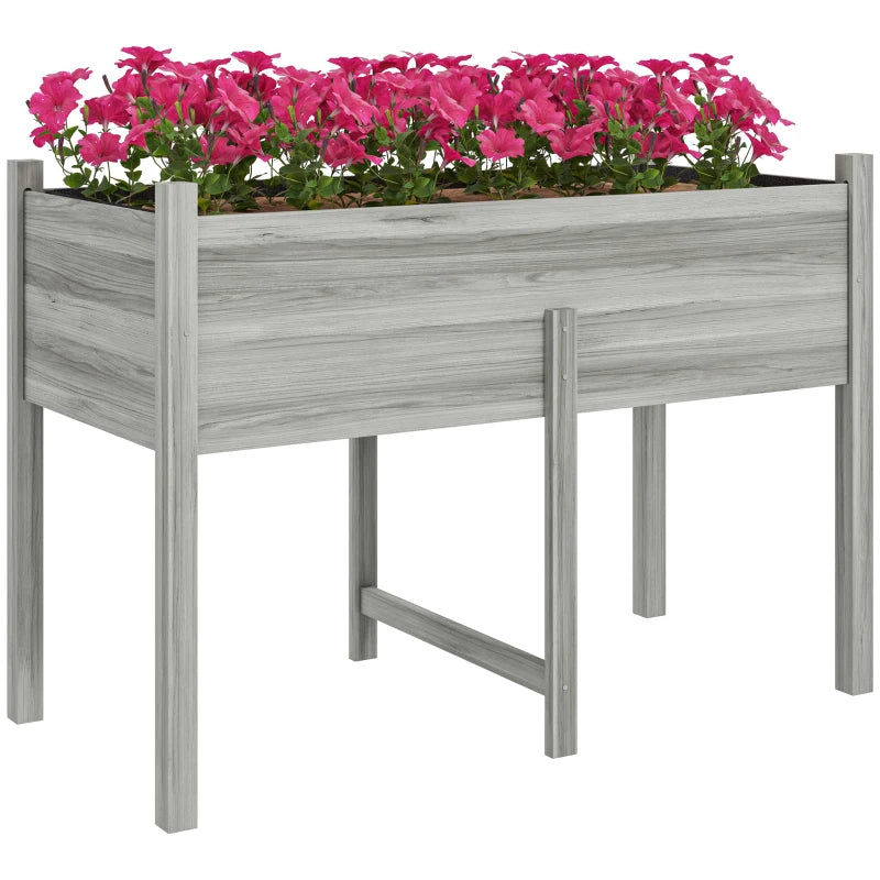 Wooden Raised Planter Box with Drain Holes for Vegetables, Flowers, Outdoor Garden Bed, 45.3x21.7x31.5inch, Grey