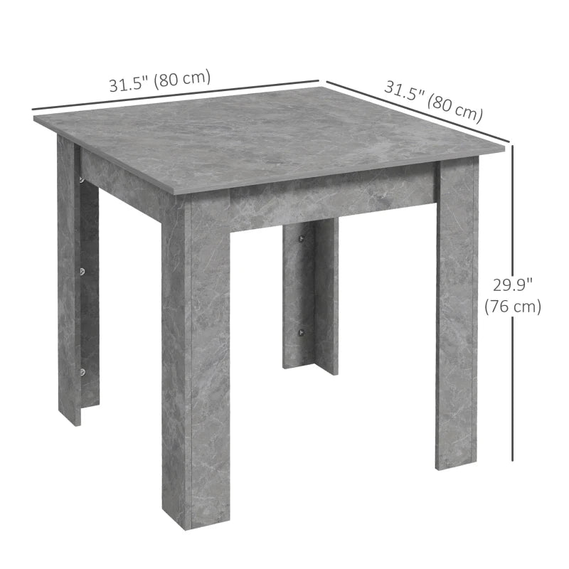 Square Dining Table, Modern Dining Room Table with Faux Cement Effect, Space Saving Small Kitchen Table, Cement Grey