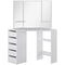 HOMCOM Small Dressing Table Corner Vanity Desk with Drawers and Mirror, White