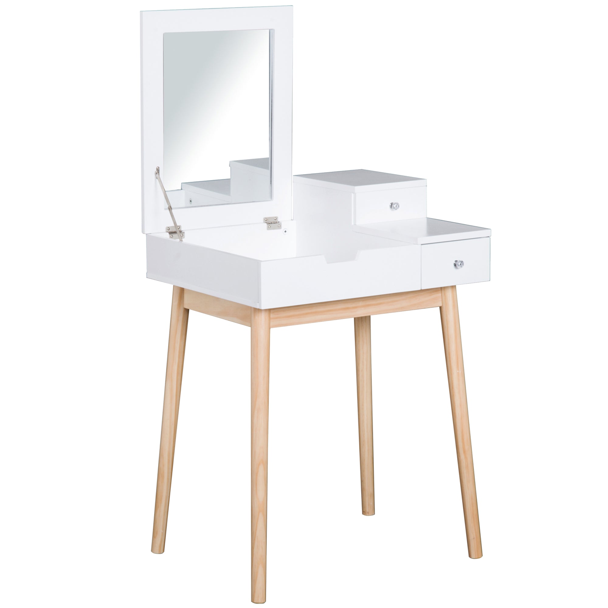 HOMCOM Dressing Table with Flip-up Mirror Modern Make Up Desk 2 Drawers Bedroom Furniture White 