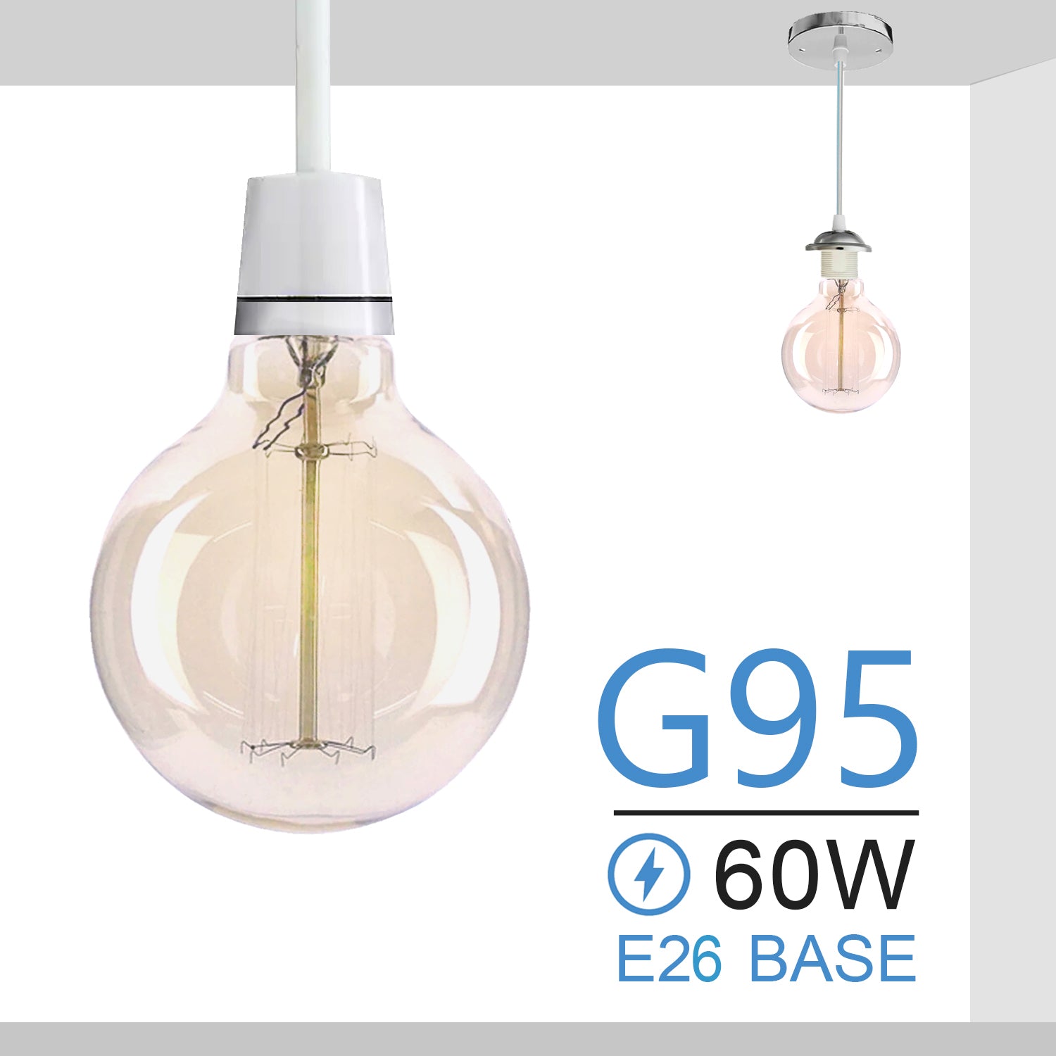 E26 G95 60W Vintage Retro Industrial Filament Dimmable Bulb~1049