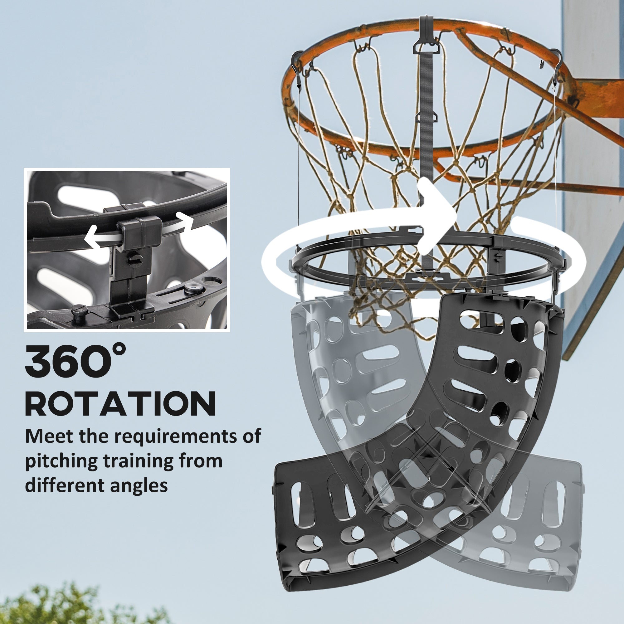 Soozier Basketball Hoop Ball Returner, Height Adjustable Basketball Rebounder with 360° Rotatable Return Chute, Black 