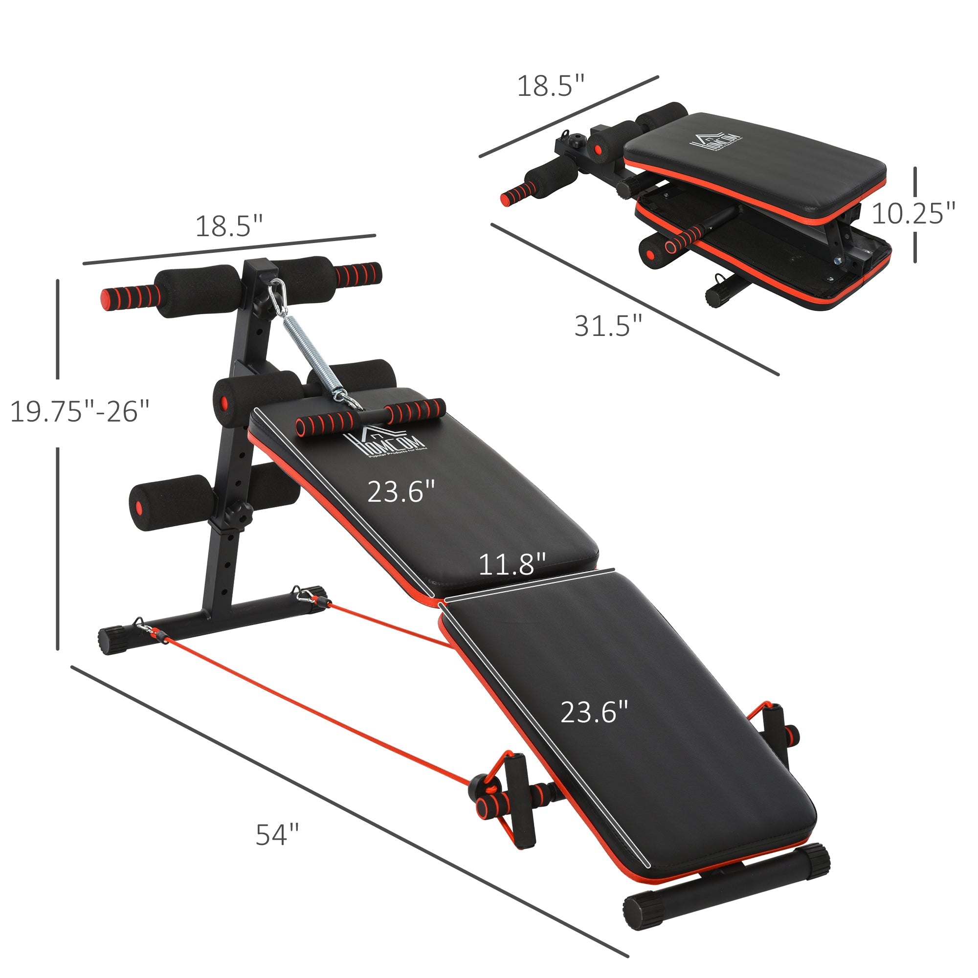 Soozier Adjustable Sit Up Bench Core Workout with Thigh Support Foldable Fitness Equipment for Home Gym Black 
