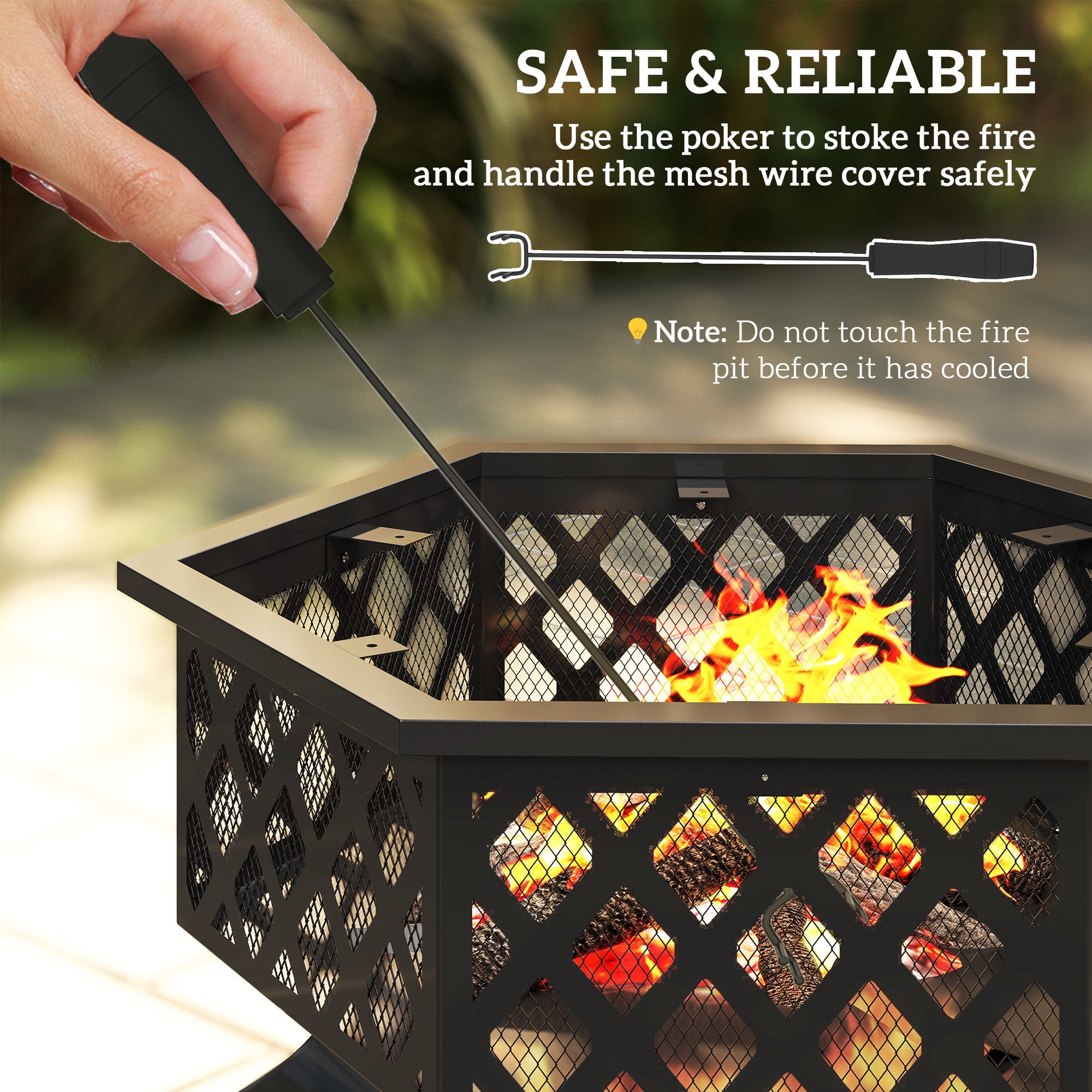 Outsunny 28" Outdoor Fire Pit Wood Burning Firepit with BBQ Grill, Spark Screen, Poker for Patio Backyard Camping Picnic Bonfire 