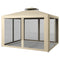 Outsunny 11.65' x 10' Patio Gazebo Outdoor Pavilion 2 Tire Roof Canopy Shelter Garden, Steel Frame w/ Mosquito Netting, Taupe