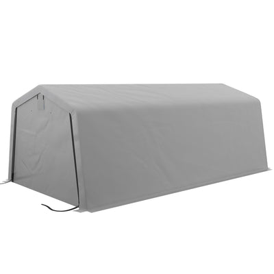 Outsunny Portable Garage 11x20 ft Heavy Duty Carport Canopy Grey with Ventilation Windows Roll-up Door 