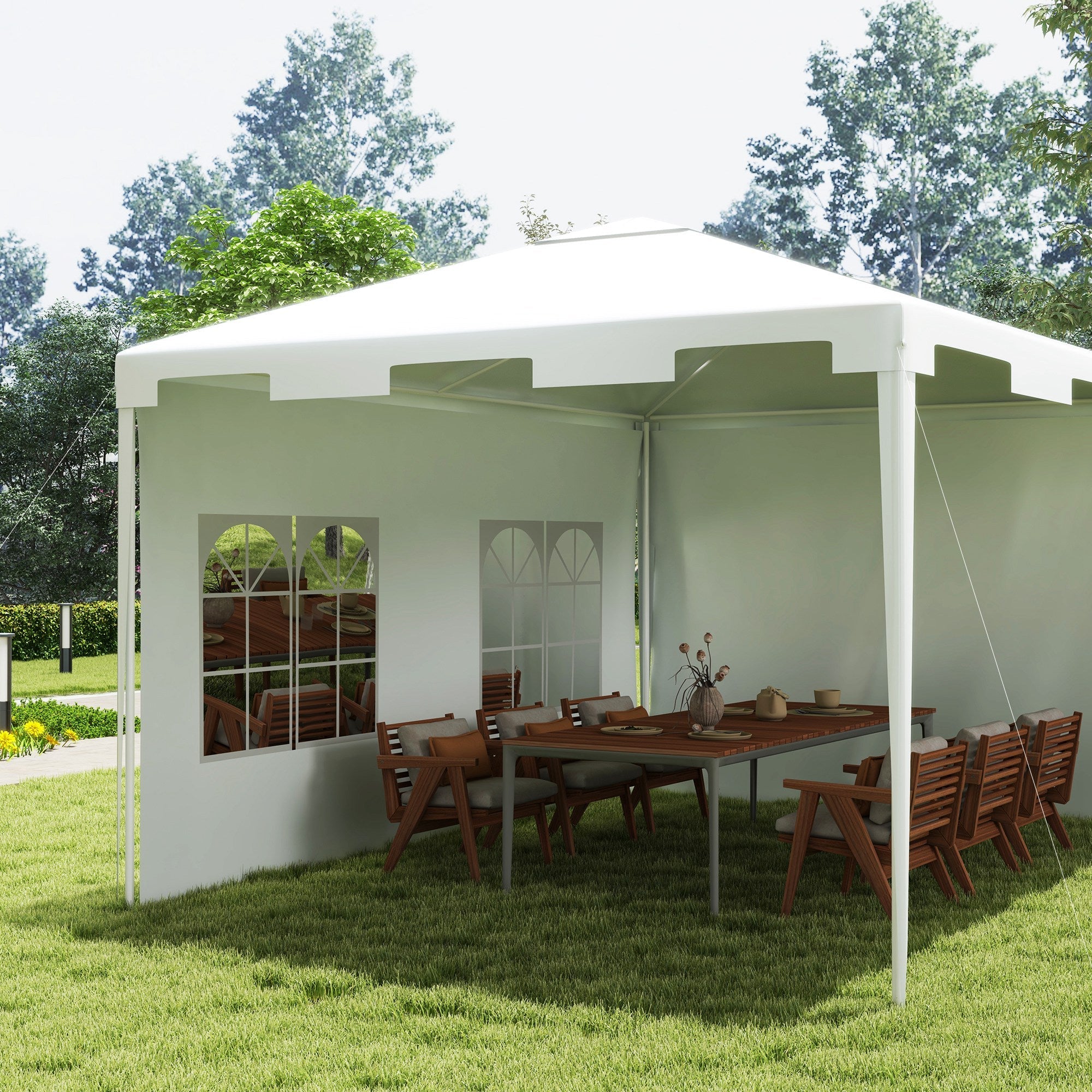 Outsunny 10x13ft Gazebo Party Tent Outdoor Canopy Garden Sun Shade w/Mesh Sidewalls, White 
