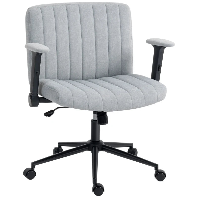Criss Cross Chair with Flip-up Armrests, Wheels, Wide Office Chair with Adjustable Height, Tilting, Grey