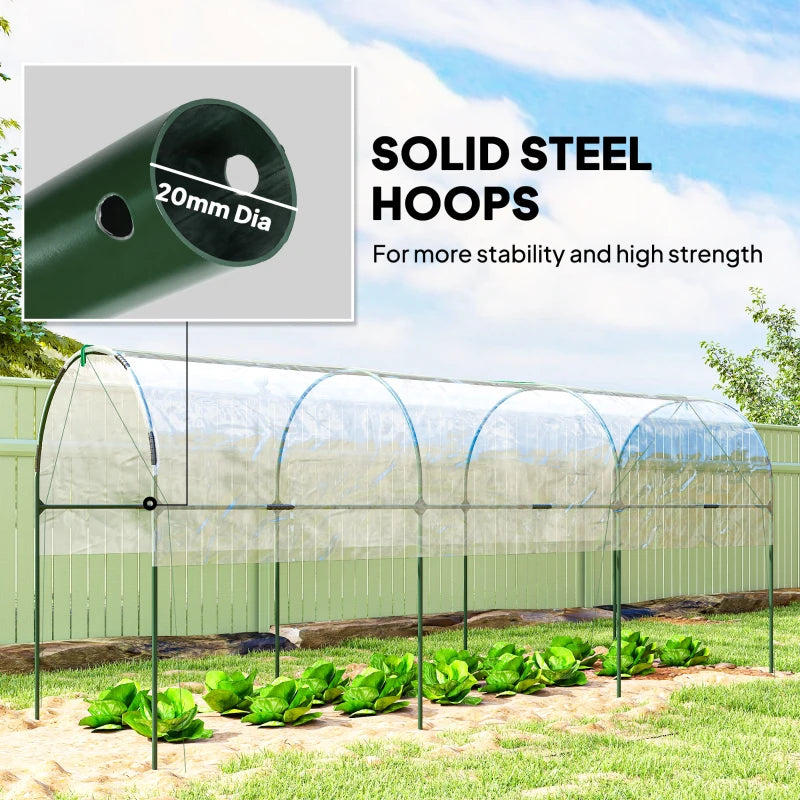 Tunnel Tomato Greenhouse with 4 Hoops and Top Tap, Pointed Bottom and Guy Ropes, 157.5" x 47.2" x 66.9", Clear