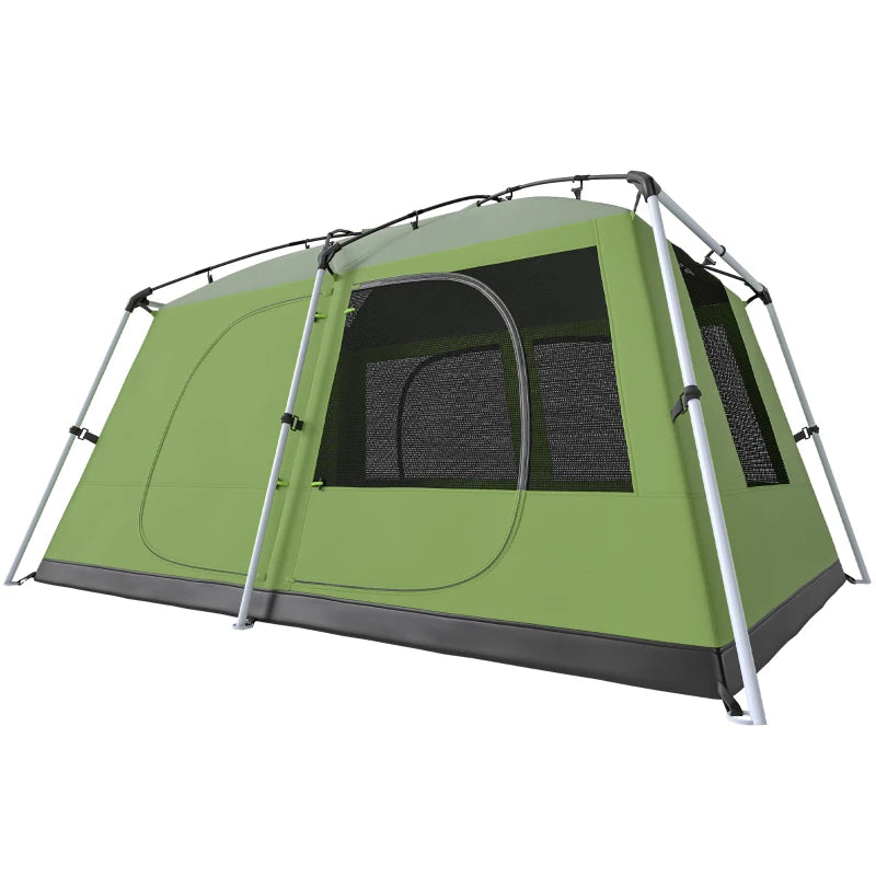 Tunnel Tent Camping Shelter w/ Porch, Two Rooms, Lamp Hook, Portable Carry Bag, Green