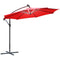 Outsunny 10ft Solar LED Cantilever Umbrella: Red Hanging Offset Market Parasol with Crank Feature