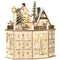 HOMCOM Christmas Advent Calendar, Light Up Table Xmas Wooden Holiday Decoration with Countdown Drawers and Village, for Kids and Adults, Natural