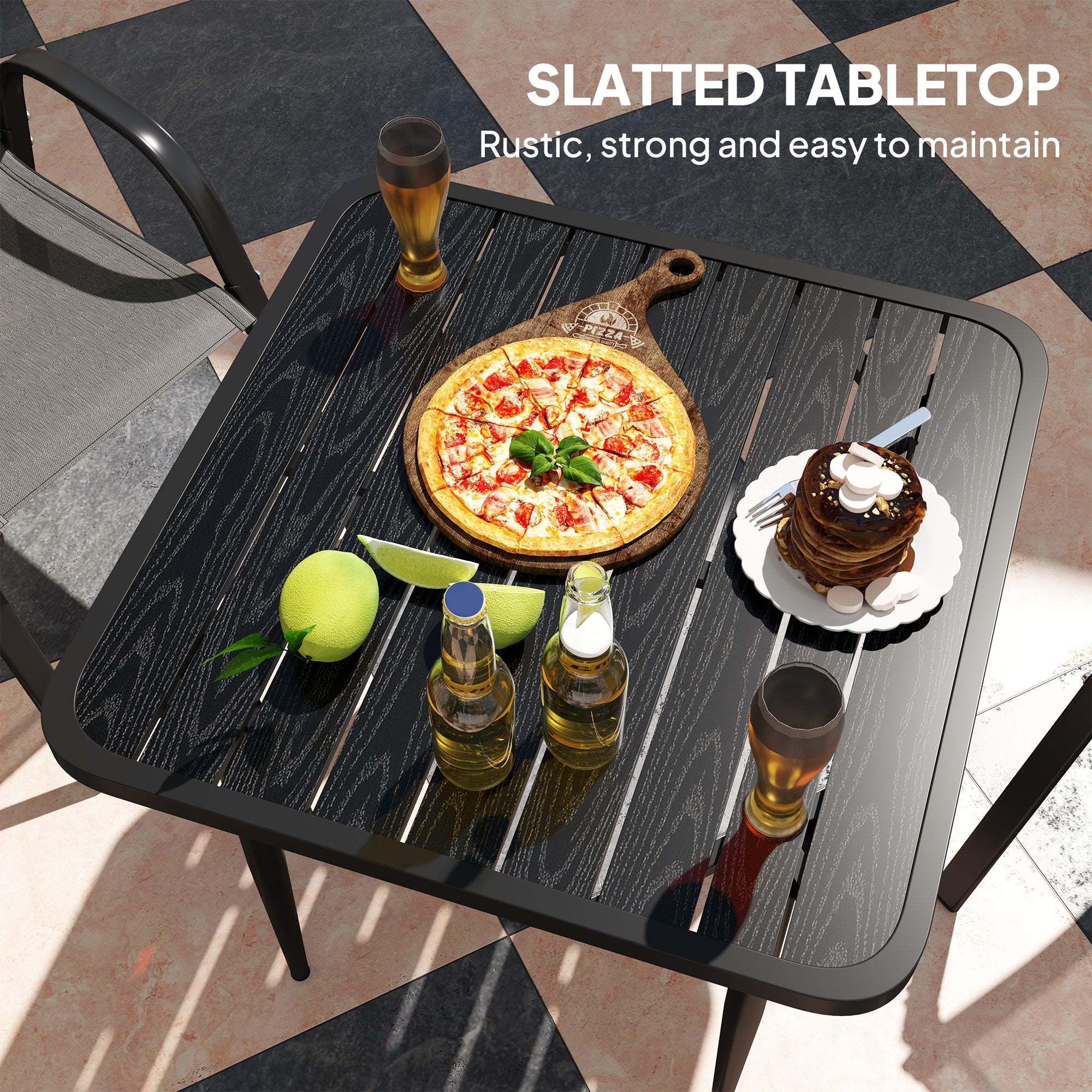 Outsunny 31.5" Patio Dining Table for 4, Metal Square Outdoor Table for Garden, Lawn, Backyard, Black 