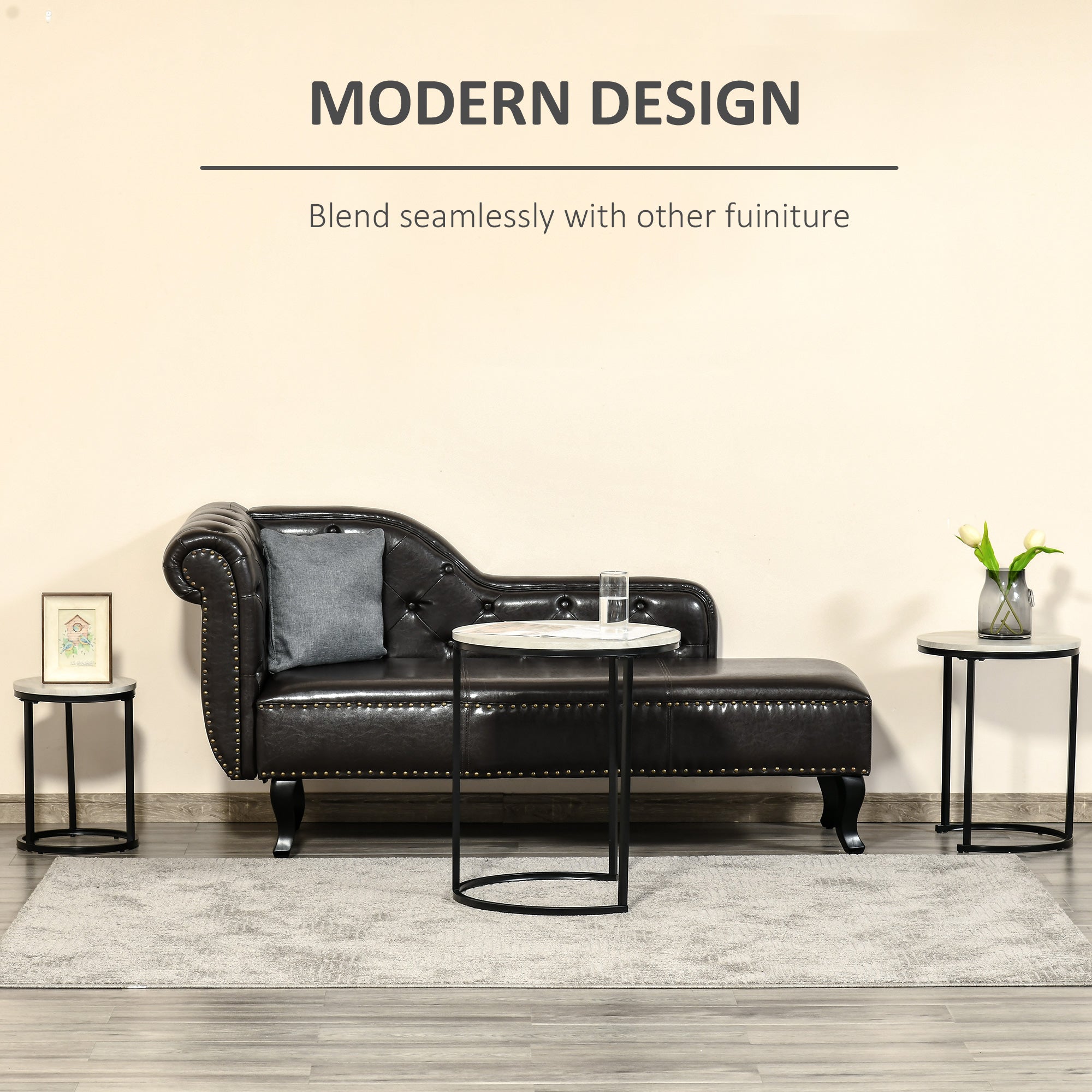 HOMCOM Trendy Nested Coffee Tables: Set of 3 Stacking Side Tables with Woodgrain Steel Frame for Living Room, Chic Grey 