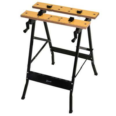 DURHAND Versatile Workstation: Adjustable MDF Work Bench, Foldable Carpenter Saw Table, Steel Frame, 220lbs Capacity 