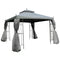Outsunny 10'x10' Steel Outdoor Patio Gazebo Canopy Grey with Mesh Curtains Shelves