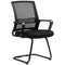 Ergonomic Desk Chair No Wheels, Padded Mesh Office Reception Chair with Sled Base, Black