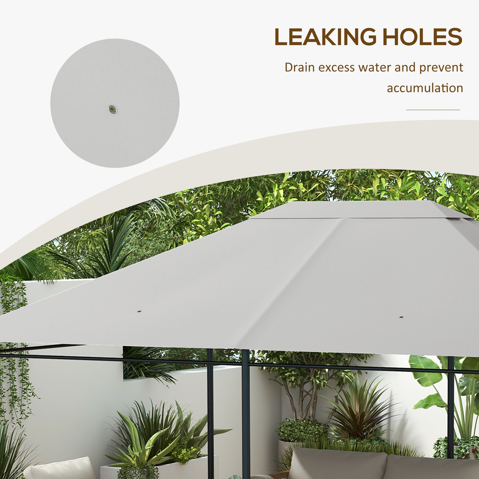 Outsunny 10x13ft Gazebo Roof Replacement Cover Top Cover Only for Outdoor Shelter Light Grey 