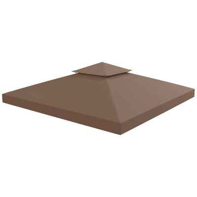 Outsunny 9.8' Square Coffee 2-Tier Gazebo Canopy Replacement - Durable Outdoor Garden Sun Shade Top Cover 