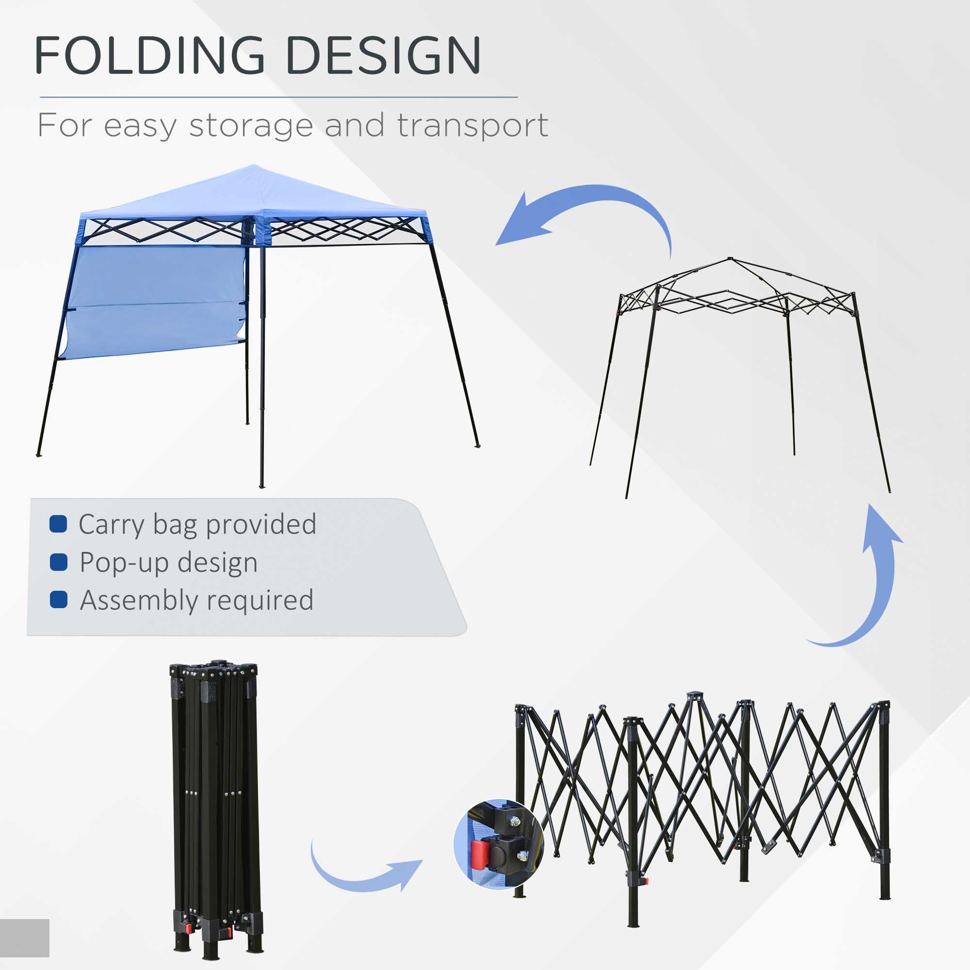 Outsunny Garden Pop Up Gazebo Tent 7'x7' with Backpack Adjustable Legs Outdoor Canopy Blue Black 