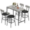 5-Piece Bar Table Set, Industrial Bar Table and Stools for 4 with Footrest and Steel Frame for Kitchen, Cement Grey
