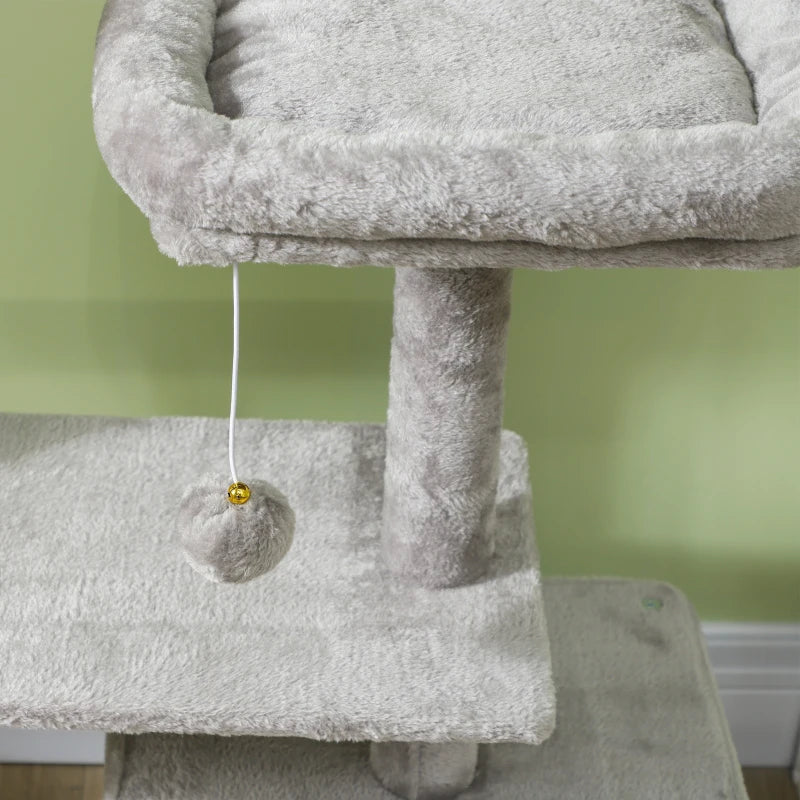 53" Cat Tree, Cat Tower with Scratching Posts, Cat Condo, Beds, Platforms, Toy Balls for Indoor Cats, Light Grey
