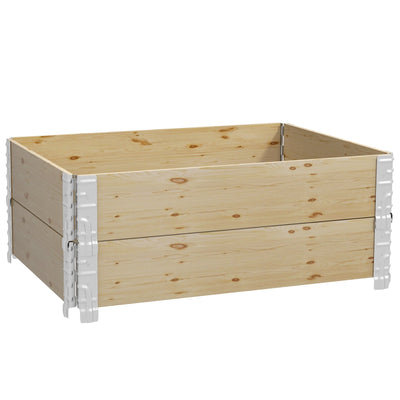Outsunny Foldable Raised Garden Bed: Two-Box Wooden Planters for Outdoor Veggies/Flowers/Herbs, Easy Assembly 