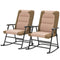 Folding Rocking Chair Set of 2 Padded Rockers with Armrest, Light Brown