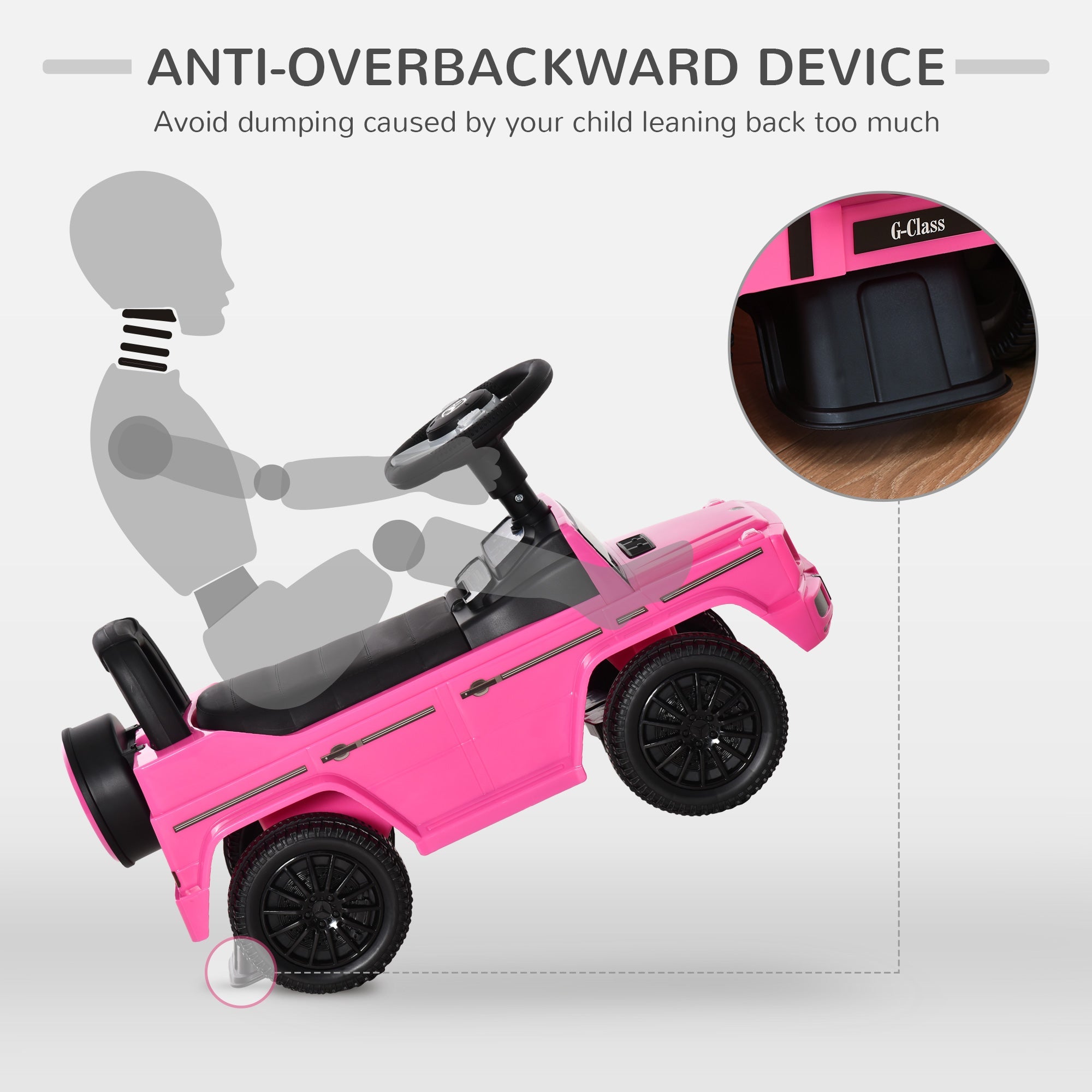 Aosom Luxury Cruiser: Baby Toddler Push Car, Mercedes-Benz G350 Licensed, Foot-to-Floor Ride-On, Pink 